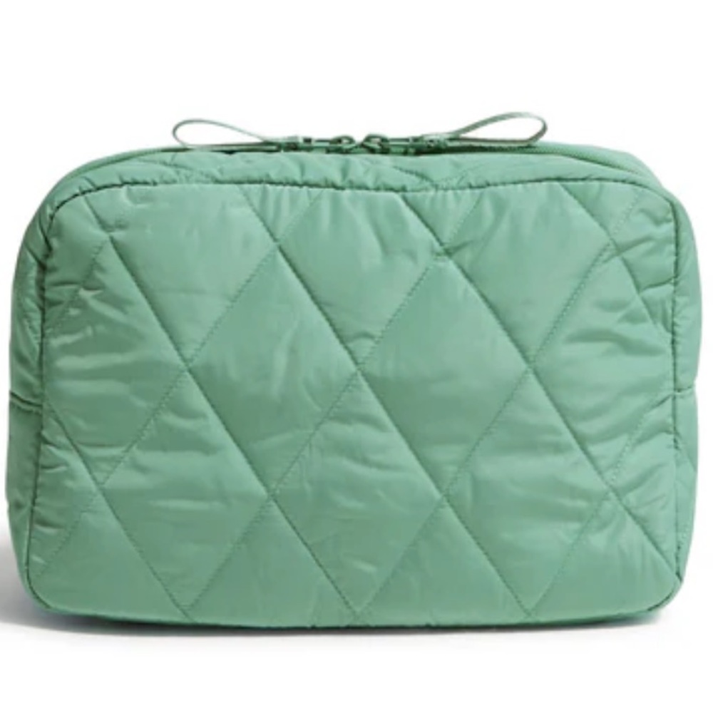 NWT Vera Bradley quilted beryl green XL cosmetic bag. Ultralight fabric